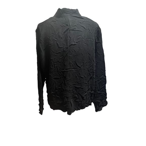Babette San Francisco Textured Crinkle Button Front Blouse Size Large Black - Picture 3 of 6